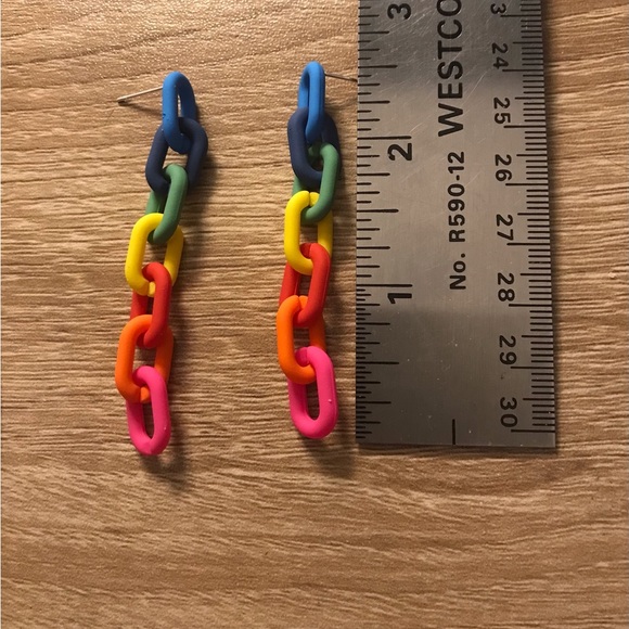 🌈PRIDE Colorblock Chain Earrings NWT - Picture 4 of 4